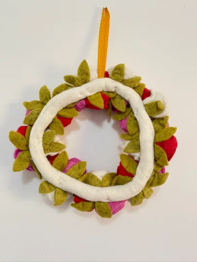 Handmade Felt Flower Wreath, Wreath, Christmas Decor, Home Decor, Modern Wreath, Wool Felt Flower Wreath, Christmas Wreath,Rose Petal Wreath