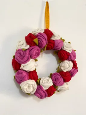 Handmade Felt Flower Wreath, Wreath, Christmas Decor, Home Decor, Modern Wreath, Wool Felt Flower Wreath, Christmas Wreath,Rose Petal Wreath