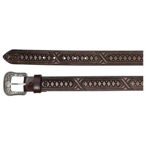 HOOey Men's Belt Chocolate Diamond Stamped