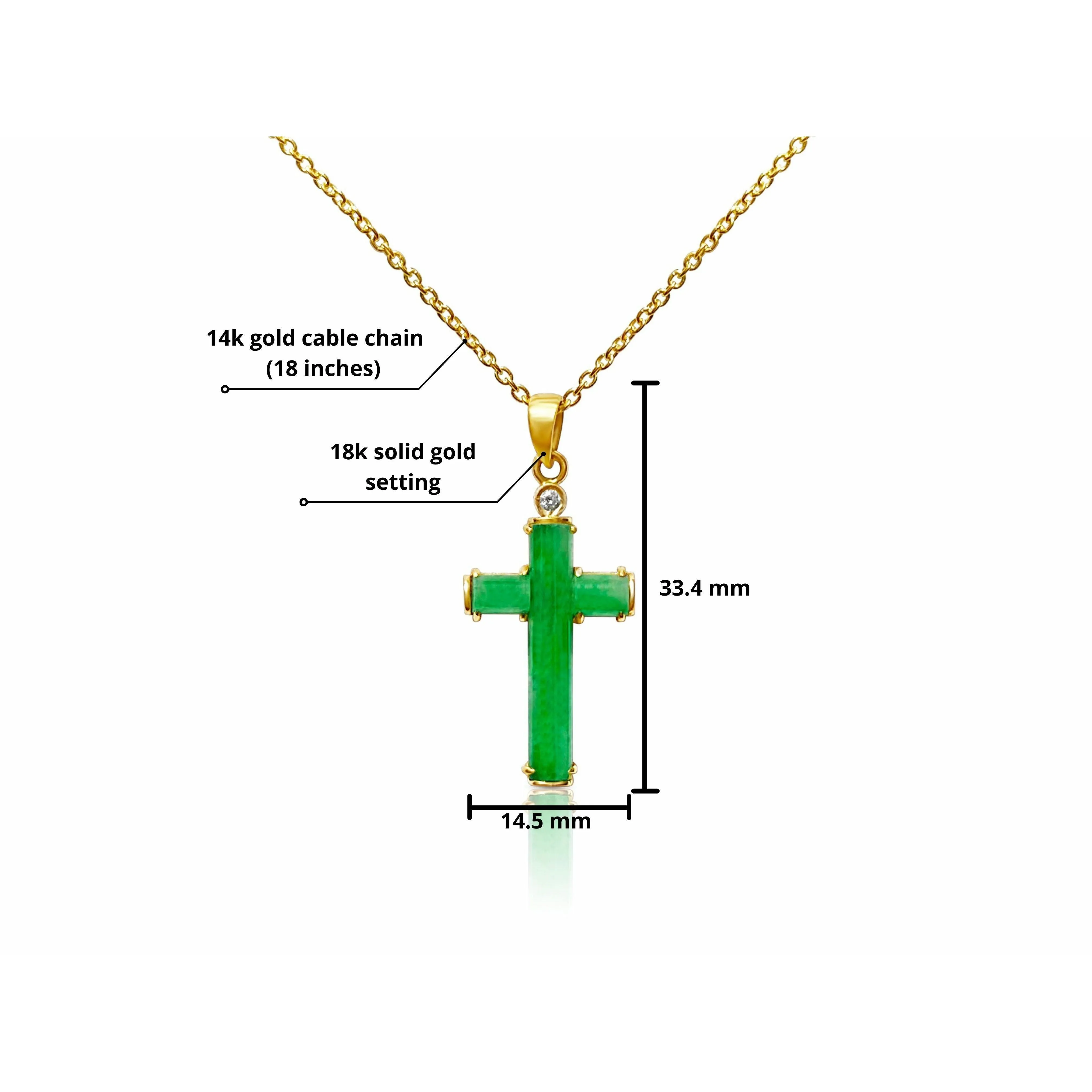 Jade Cross Pendant in 18k Solid Gold