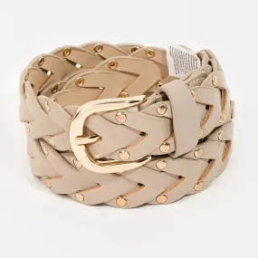 Khaki Braided Gold Buckle Belt