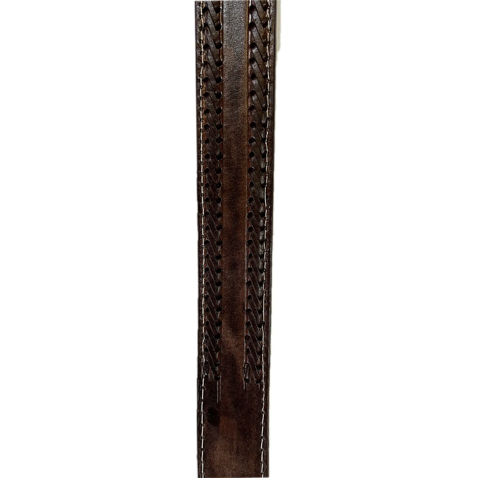 Laced & Tooled Genuine Brown Leather Western Belt