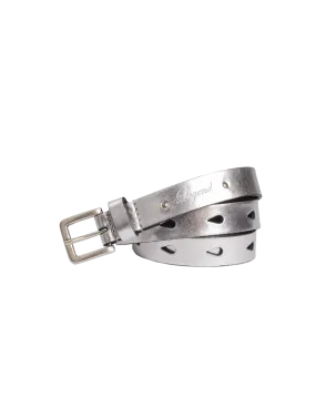 Leather Punch Hole Belt - Silver