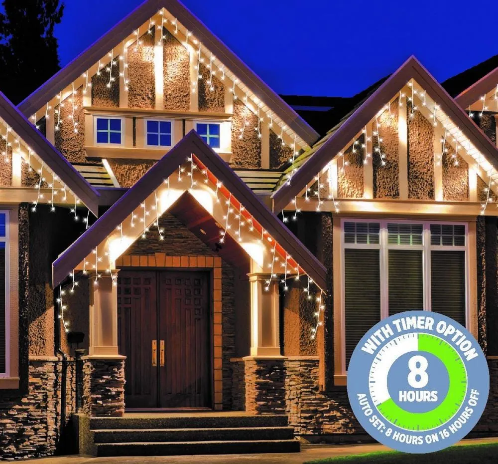 LED White Icicle Lights (20m)