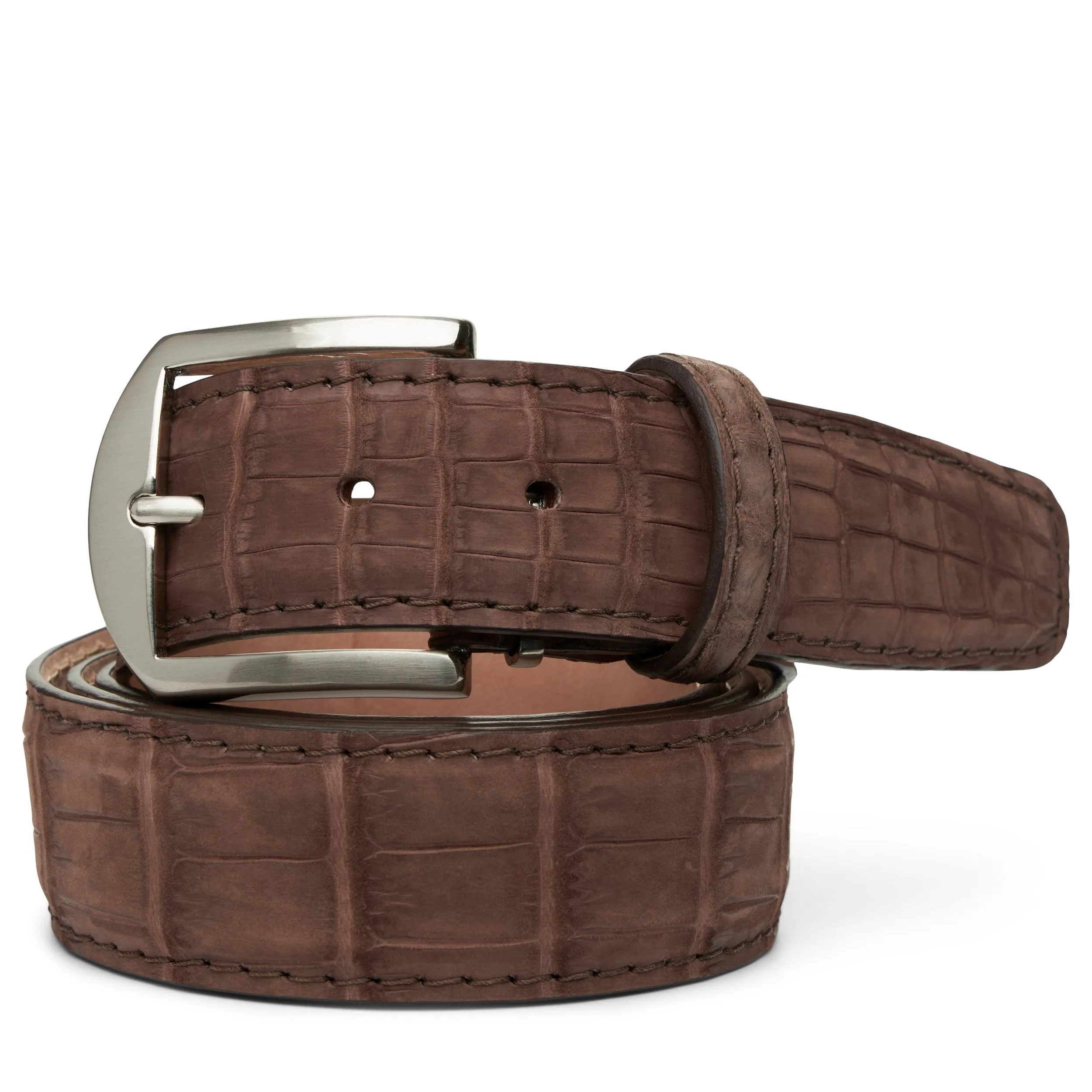 LEN Belt Buffed Alligator Brown STK