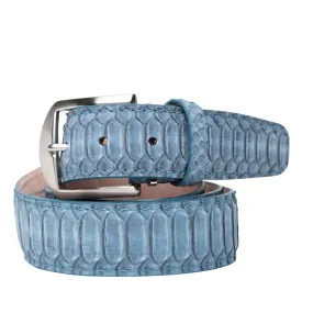 LEN Belt Buffed Python Blue Jean