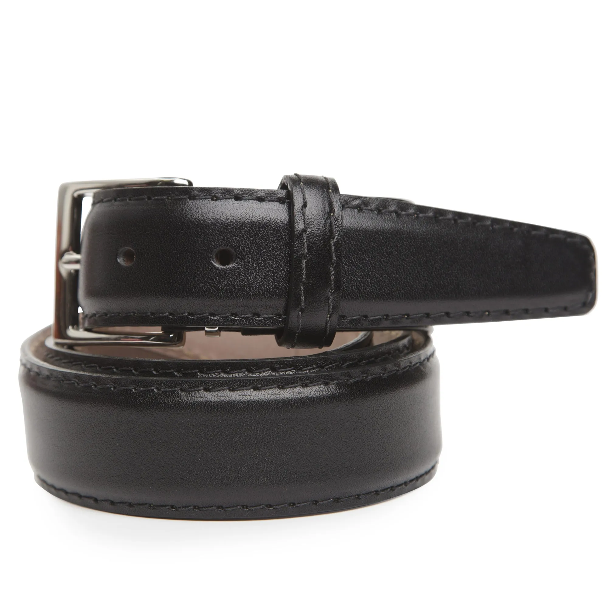 LEN Belt French Calf Black w/ Black Stitching STK