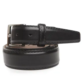 LEN Belt French Calf Black w/ Black Stitching STK