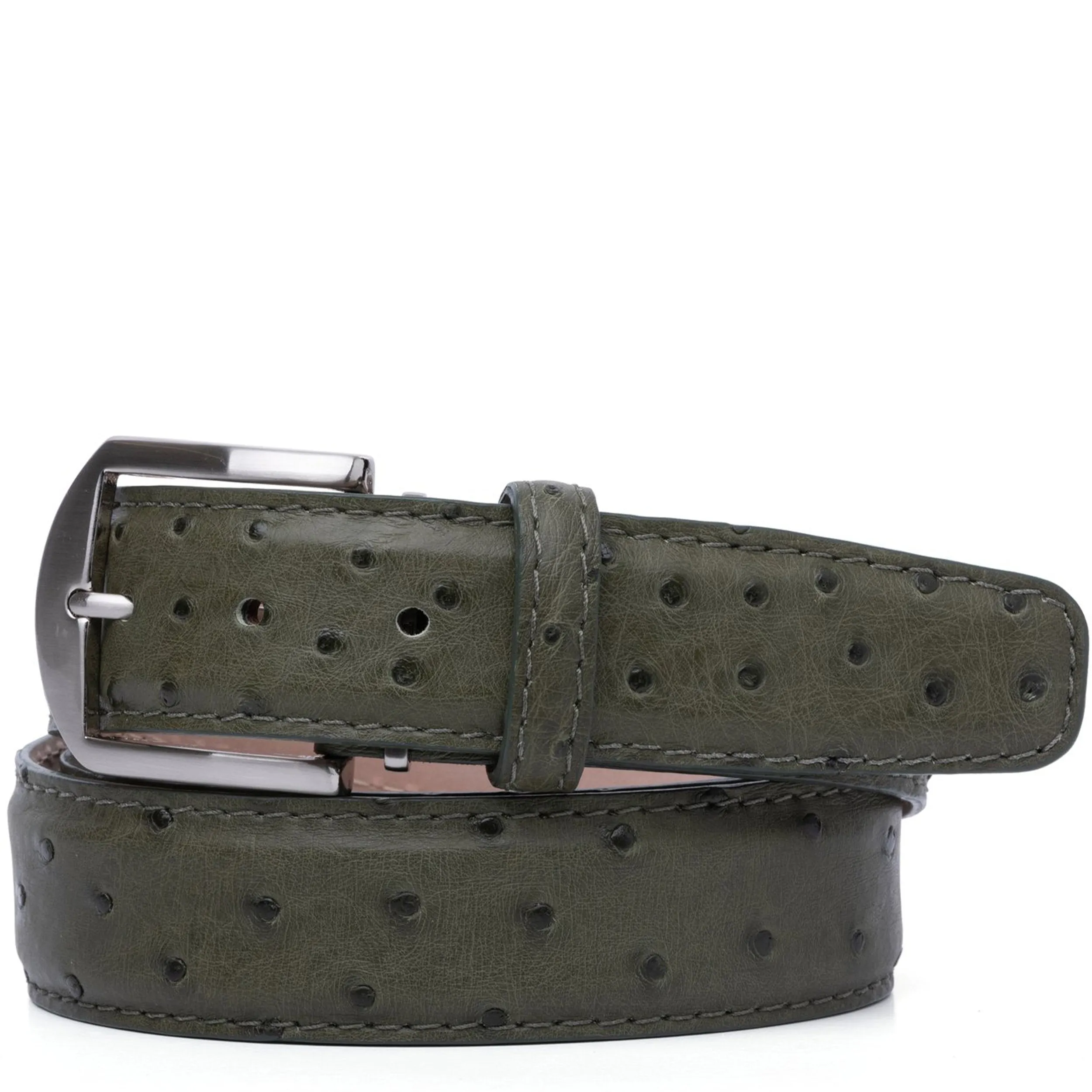 LEN Belt Genuine Ostrich Olive STK