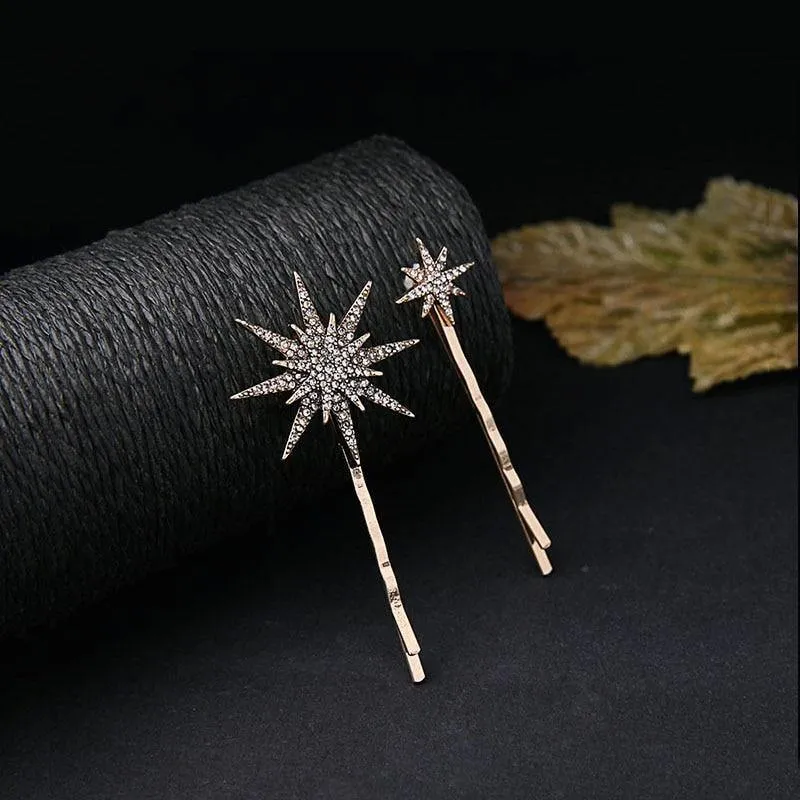 Mystical Moon Stars Rhinestone Hairpins