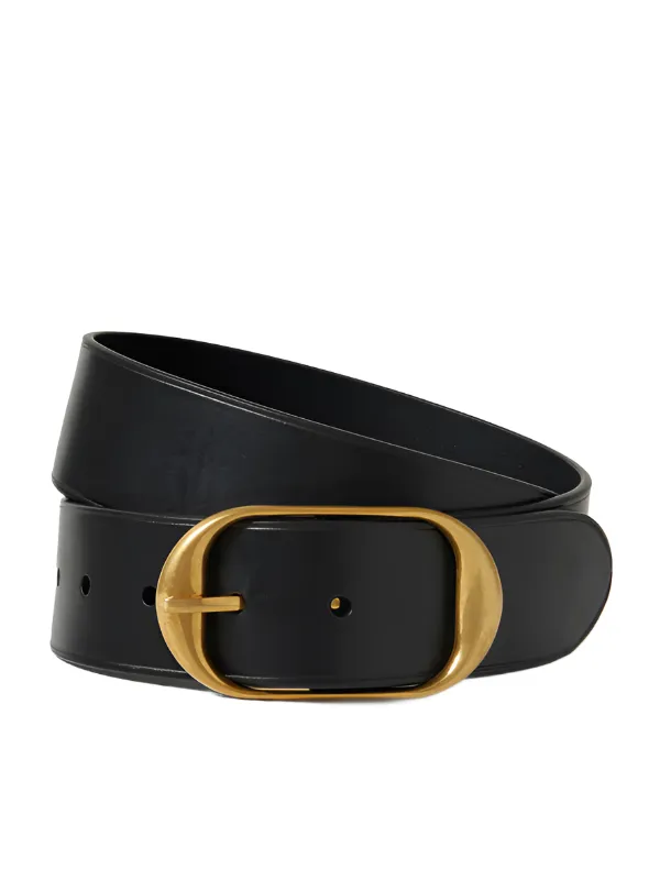 Nilis Premium Black Belt with Antique Brass Buckle