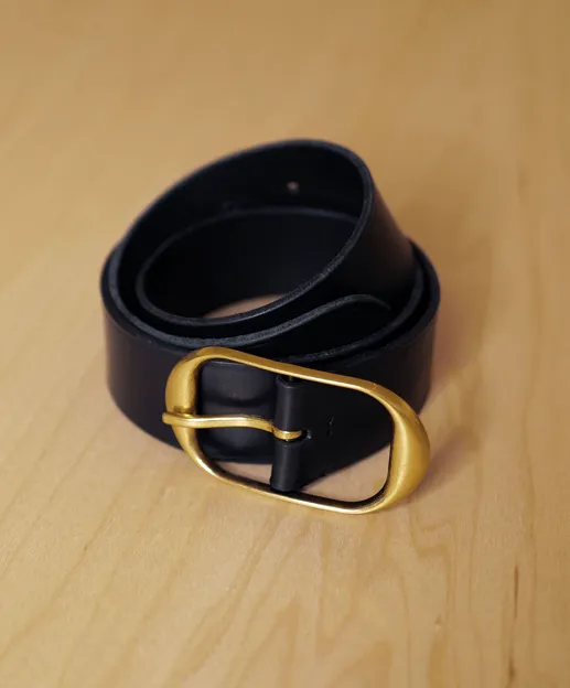 Nilis Premium Black Belt with Antique Brass Buckle