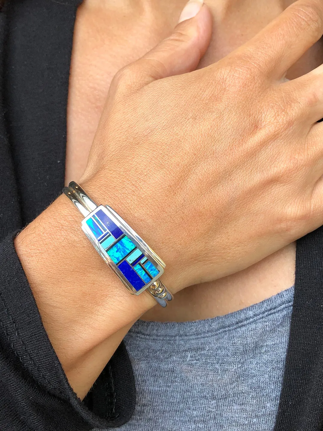 Opal Lapis & Turquoise Inlay Bracelet