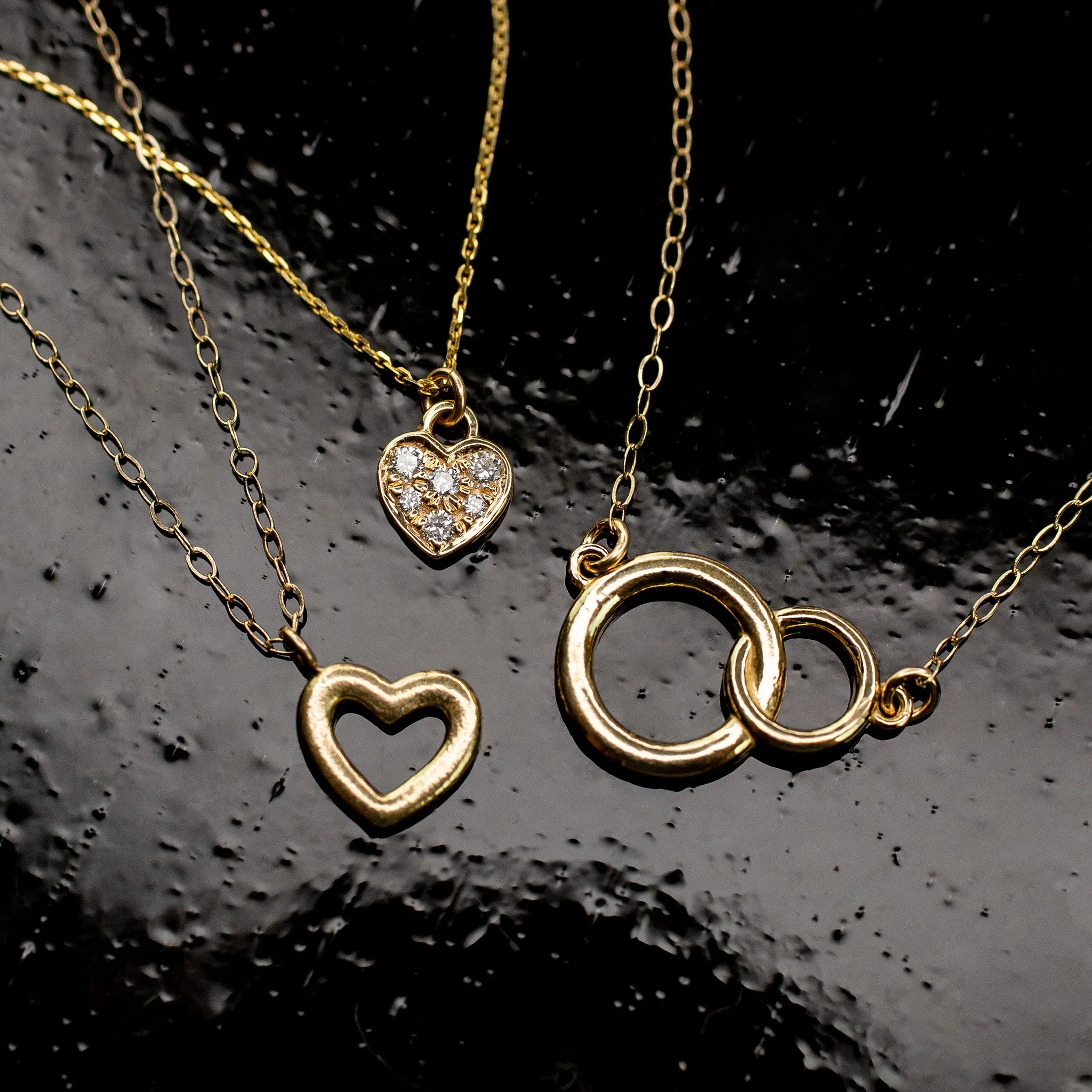 Open Heart Love Pendant Necklace - 14K Solid Gold