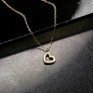 Open Heart Love Pendant Necklace - 14K Solid Gold