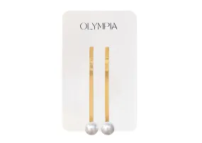 Orla Hair Clips - Gold w Cool White Pearl