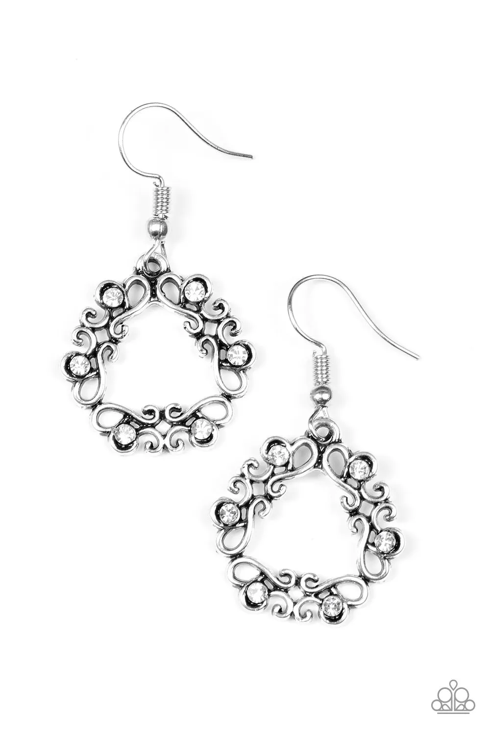 Paparazzi Whimsy Wreaths White Earrings