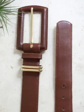 Rectangle Leather Buckle Belt