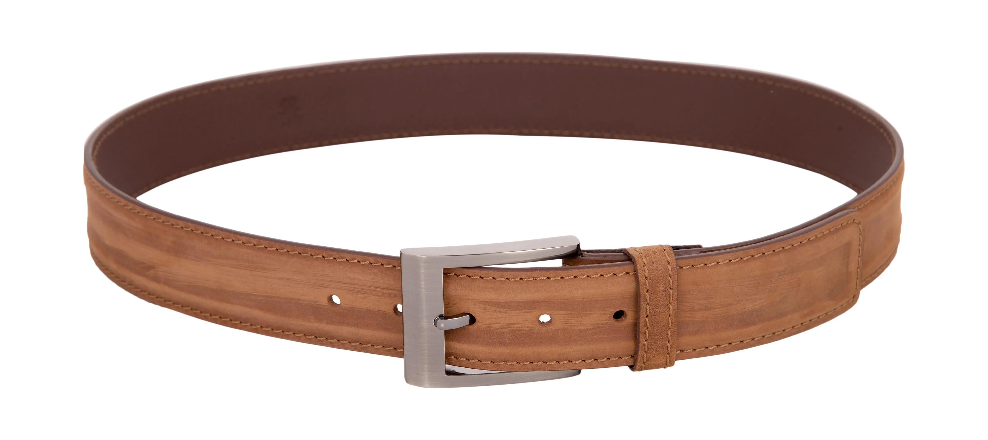 RL Tan Oilpullup Stitched And Ribbed Belt