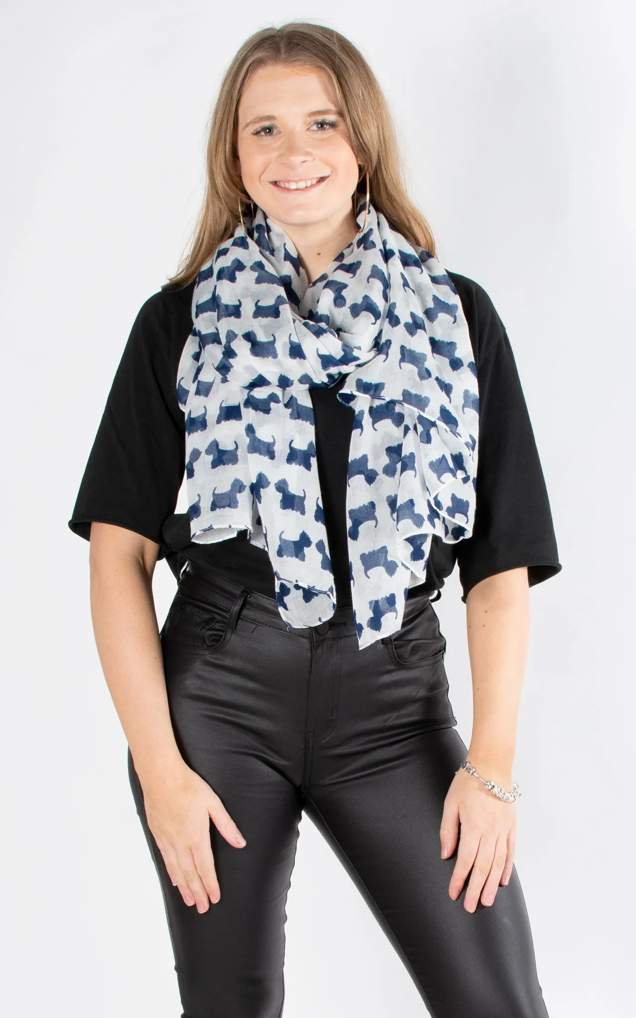 Scottie Dog Scarf | Navy & White