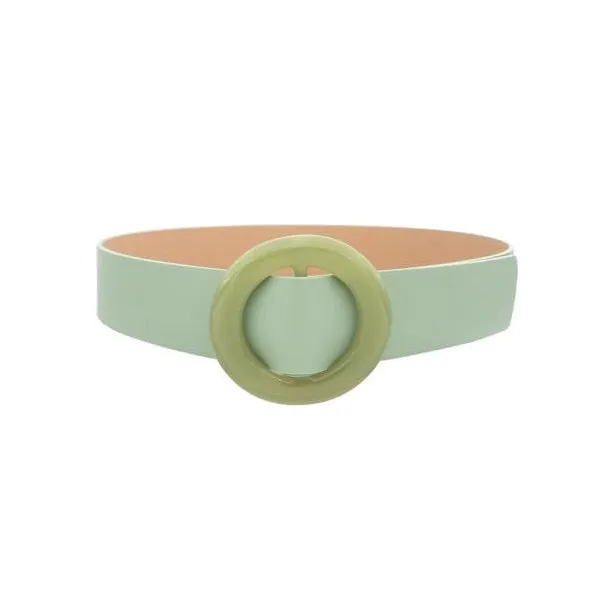 Sea Side Tonal Plastic Circle Buckle PU Belt