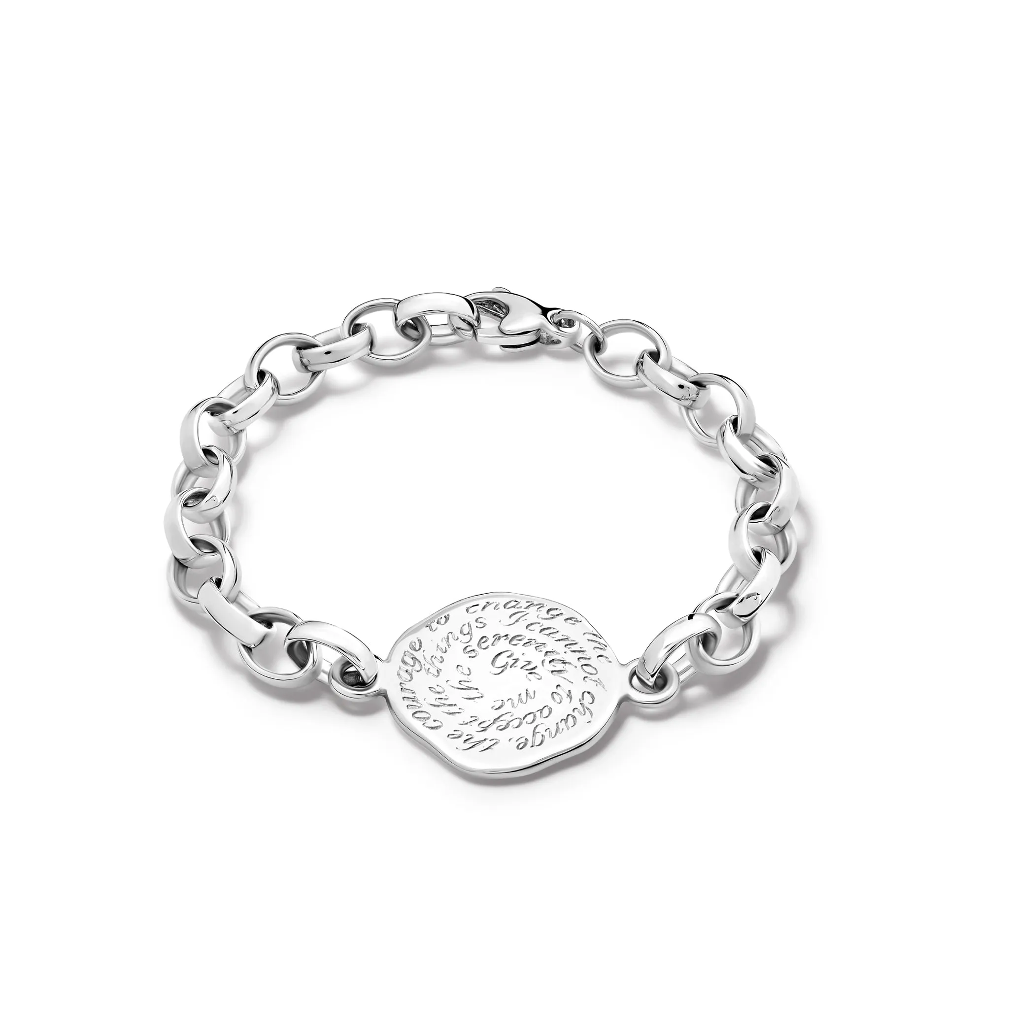 Serenity Prayer Quote Bracelet Silver