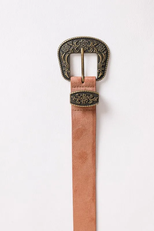 Suede Antique Gold Western Belt