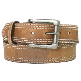 Tan Triple Line Genuine Leather Western Belt