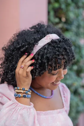 The Tiny Tassel Headband in Blush Block