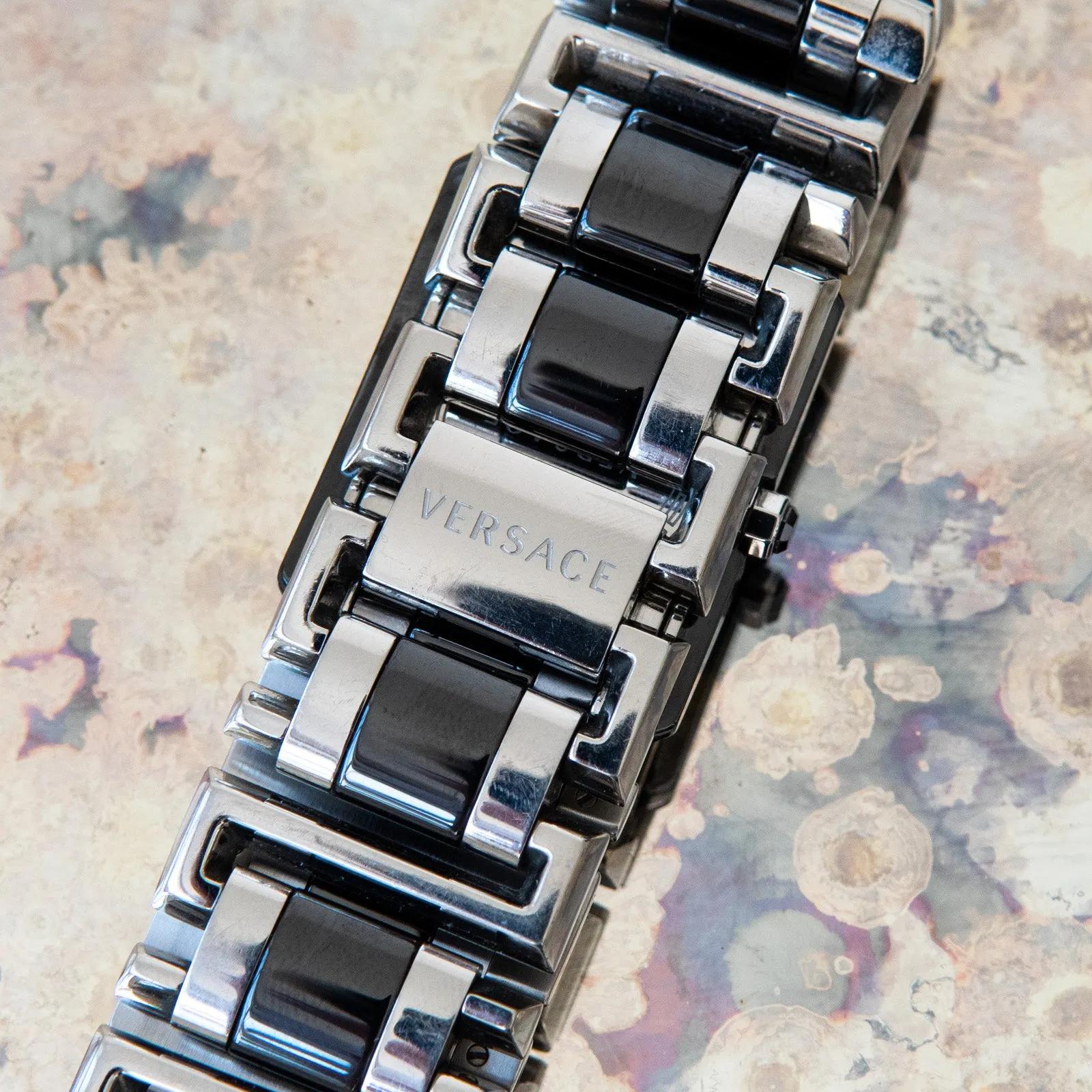 Versace Diamond-Encrusted Stainless Steel and Black Ceramic Watch