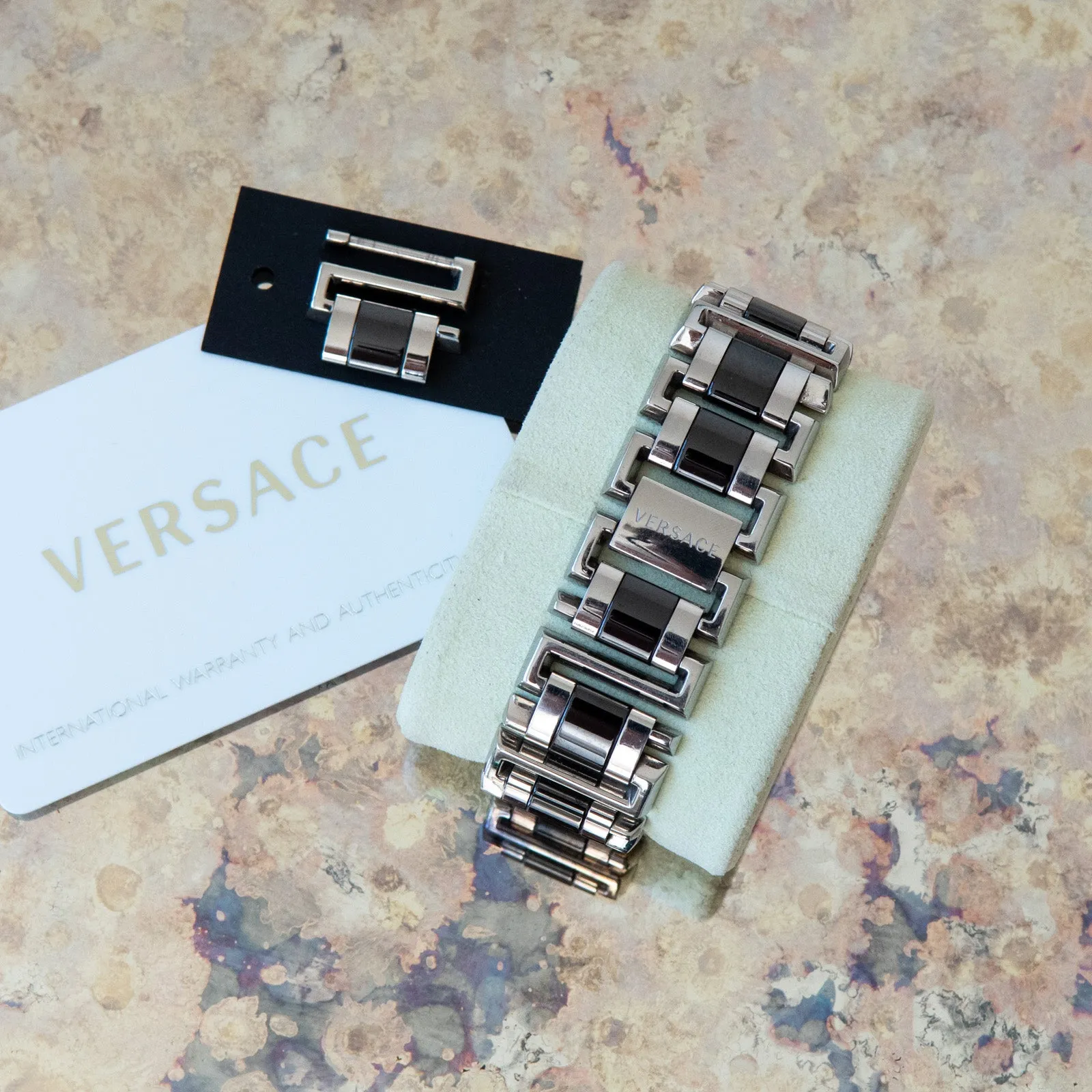 Versace Diamond-Encrusted Stainless Steel and Black Ceramic Watch