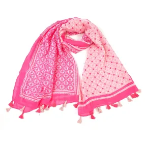 Vesta - Bright Patterned Scarf - Hot Flamingo (90x180cm)