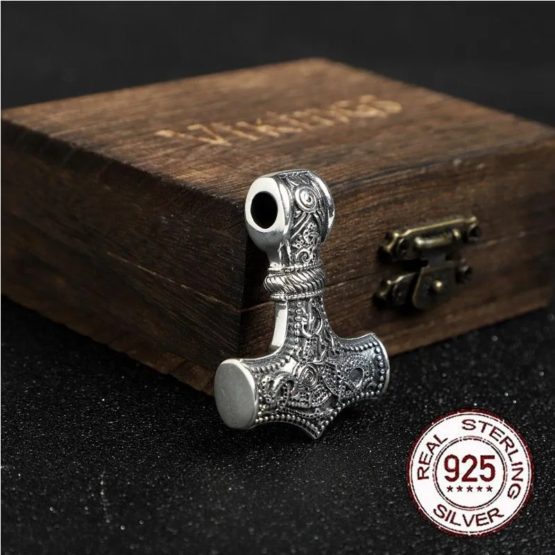 Viking Necklace Mjolnir Hammer 925 Silver