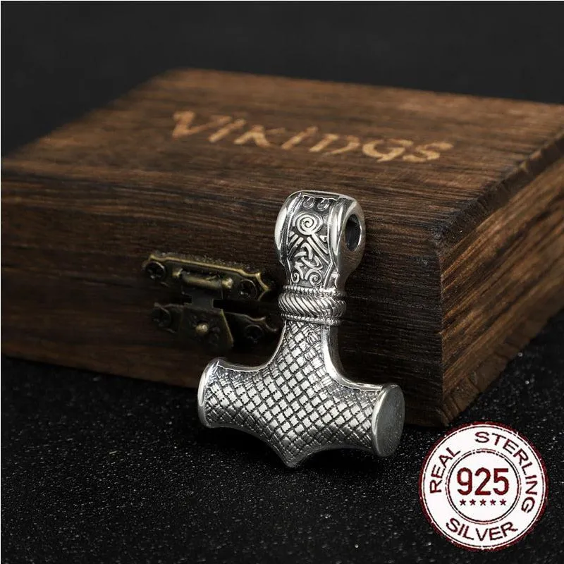 Viking Necklace Mjolnir Hammer 925 Silver