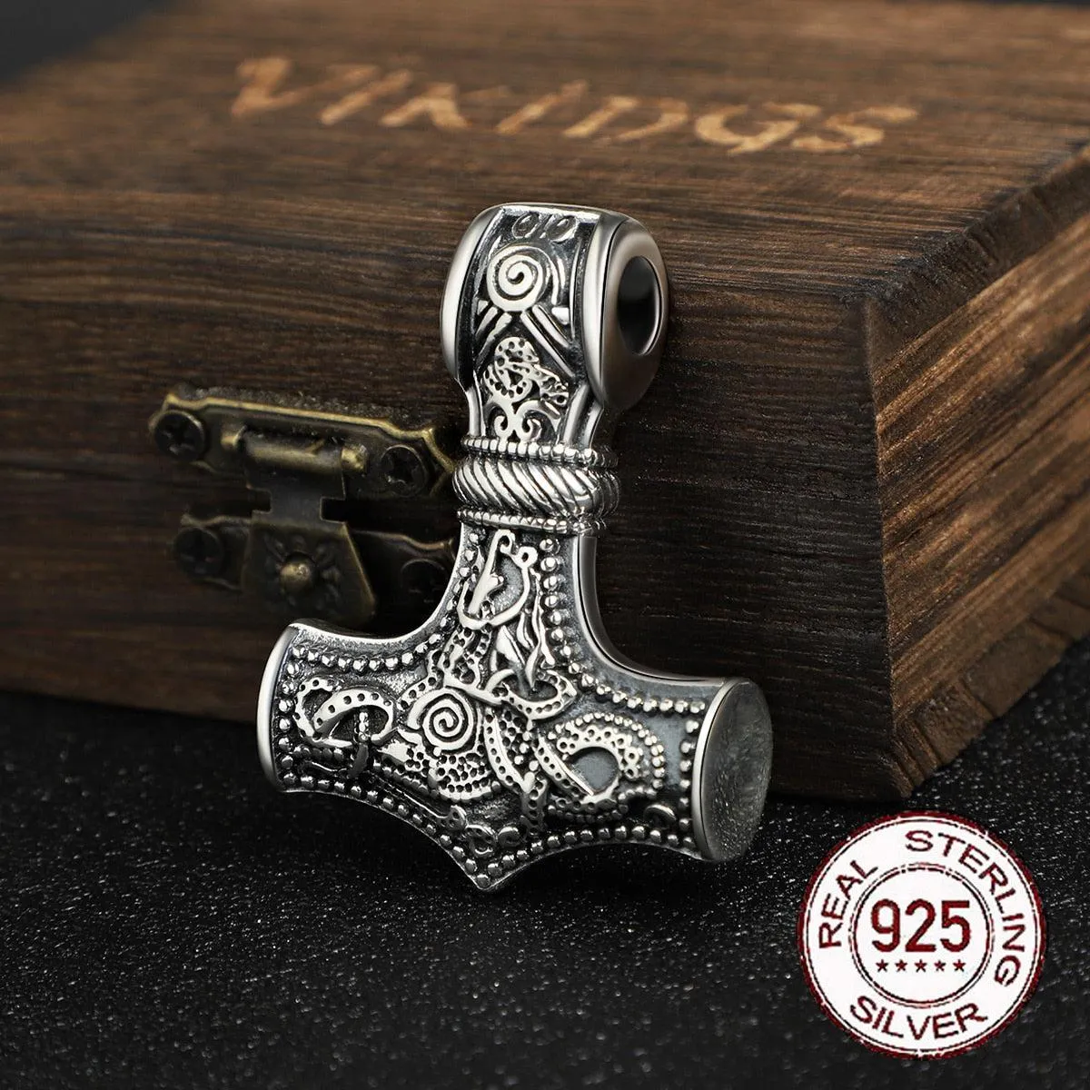 Viking Necklace Mjolnir Hammer 925 Silver