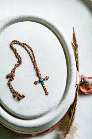 Vintage Southwest Copper Cross Necklace