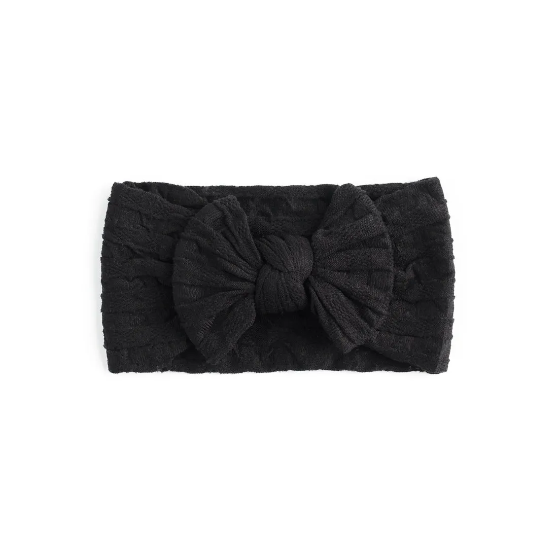 Waffle Bow Headband - Black