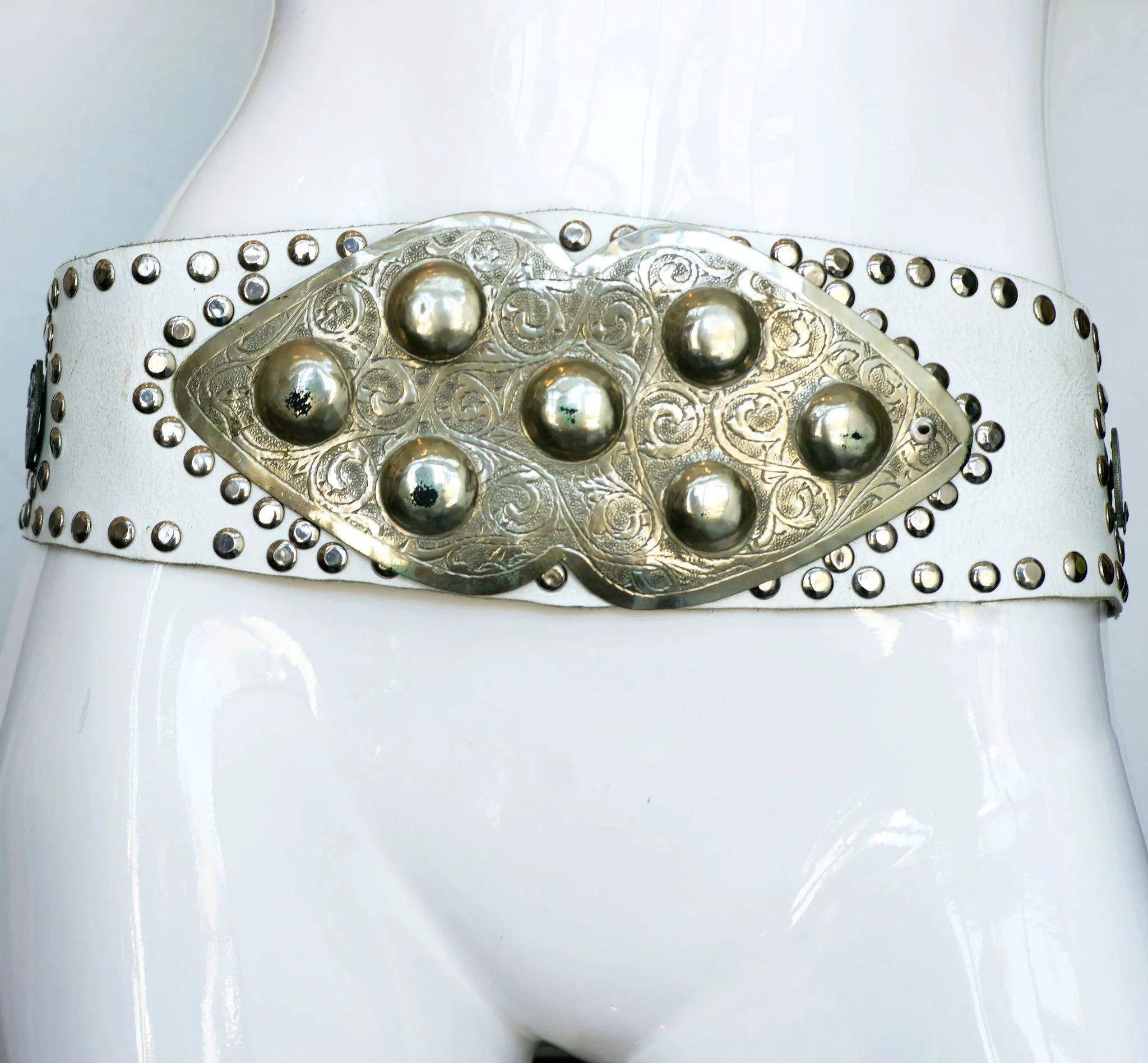 White Leather Moroccan Belt