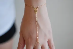 Wholesale Gold Triangle Hand Chain Bracelet,Chevron Hand Chain Bracelet,gold finger bracelet,Gold Hand Chain,Tri Delta,Harem Bracelet