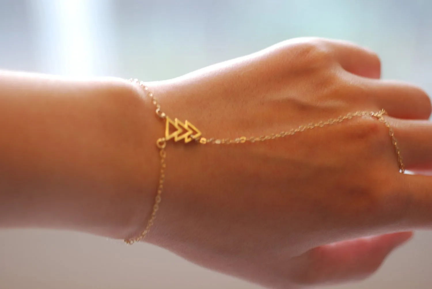 Wholesale Gold Triangle Hand Chain Bracelet,Chevron Hand Chain Bracelet,gold finger bracelet,Gold Hand Chain,Tri Delta,Harem Bracelet